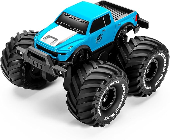 1:18 Scale Amphibious LED RC Car ，2.4GHz All 20 Km/h Off Road Terrain Remote Control Drift Truck, Waterproof Truck for 8+ Year Old Boys Girls Kids Gifts (Blue)