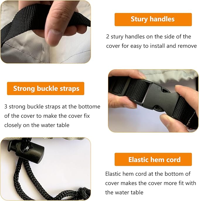 Kids Water Table Cover,Outdoor Heavy 600D Waterproof Anti-UV Dustproof Kids Water Play Table Cover,Compatible with Step2 Rain Showers Splash Pond Toddler Water Table,Grayish Green,Cover Only