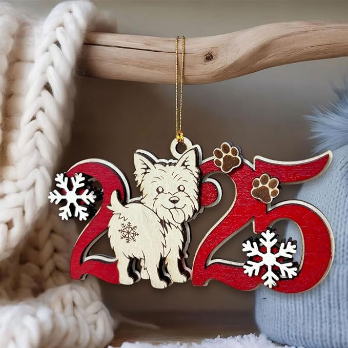 2025 Yorkshire Terrier Christmas Ornament – Wooden Yorkie Dog Ornament for Tree, Cute Puppy Holiday Decoration, Personalized Pet Keepsake Gift for Women, Men, Kids, Dog Mom & Dad