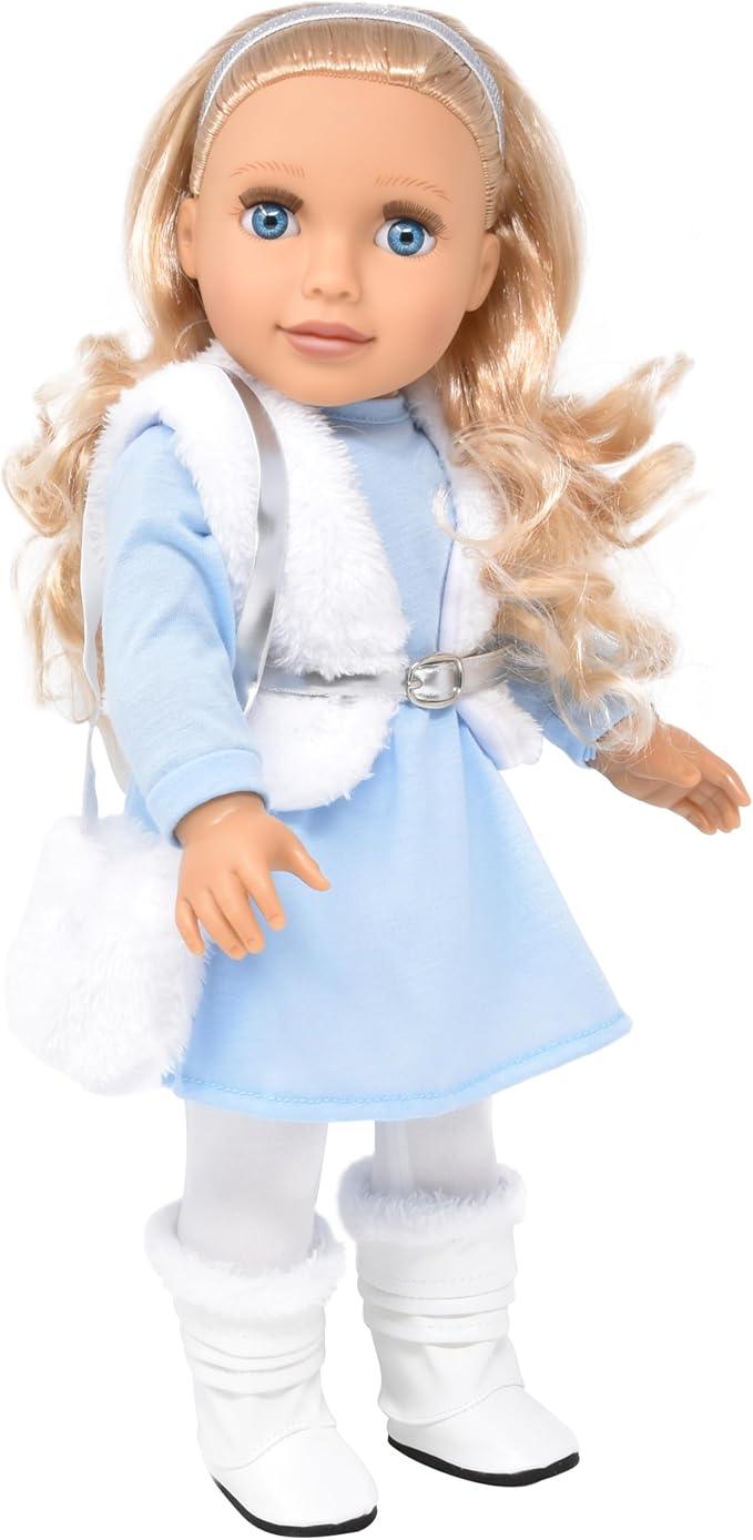 18 Inch Girl Doll with Clothes Set in Gift Box, Fashion Princess Doll with Beautiful Long Blond Hair Blue Eyes with 2 Outfits, Boots and Accessories for Girls and Kids