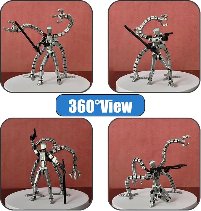 (Assembly Completed) Titan13 Action Figure Set,7.2 Inch Dummy 13 3d Printed ActionFigure Toy Gifts for Kids, Robot 13 Action Figure Full Body Mechanical Doll Christmas Birthday Gift for Kids（Gray）