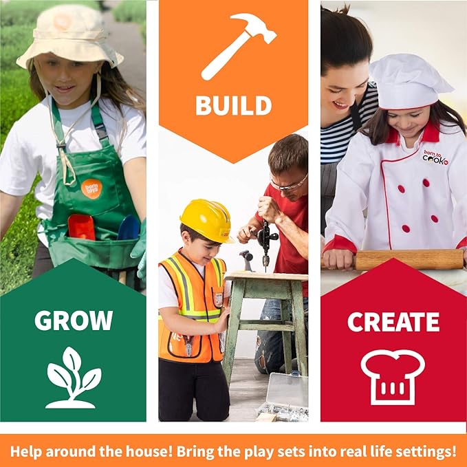 Born Toys Kids Dress Up Costumes for Toddlers - Washable Play Outfits for Boys & Girls, Ages 3-7 (Worker, Chef, Gardener)