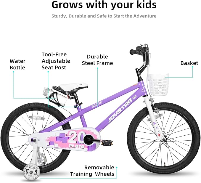 JOYSTAR Pluto 12 14 16 18 20 Inch Kids Bike with Light Up Training Wheels, Kids' Bicycle for Boys Girls Age 3-12 Years, Children Bikes, Multiple Colors