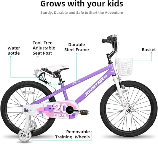 JOYSTAR Pluto 12 14 16 18 20 Inch Kids Bike with Light Up Training Wheels, Kids' Bicycle for Boys Girls Age 3-12 Years, Children Bikes, Multiple Colors