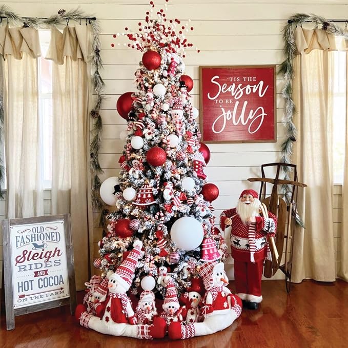 Fraser Hill Farm 7.5-Ft. Alaskan Pine Flocked Artificial Christmas Tree with Dual Multicolor & Warm White LED Lights and Stand, Prelit Foldable Fake Tree with Realistic Snowy Foliage for Home Decor