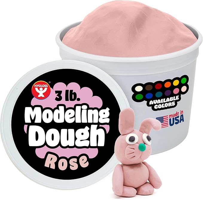 Hygloss Play Modeling Dough for Kids – Safe & Non-Toxic Sensory Dough for Arts and Crafts – 3 lb Tub – Play Clay for Toddler Activities, Preschool Classroom Must-Haves – Rose Color, Unscented