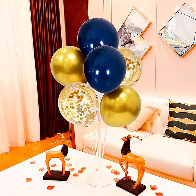 Navy Blue and Gold Balloon Stand Navy and Gold Balloons Centerpiece Table Decorations for Birthday Wedding Anniversary New Year Graduation Decorations Class of 2025(Gold navy set4)