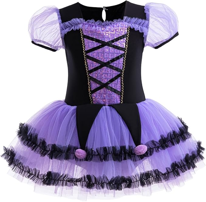 DYMCII Baby Girls Princess Ballet Dress Short Sleeve Leotards Skirted Tutu Dancewear Halloween Christmas Party Fancy Costume