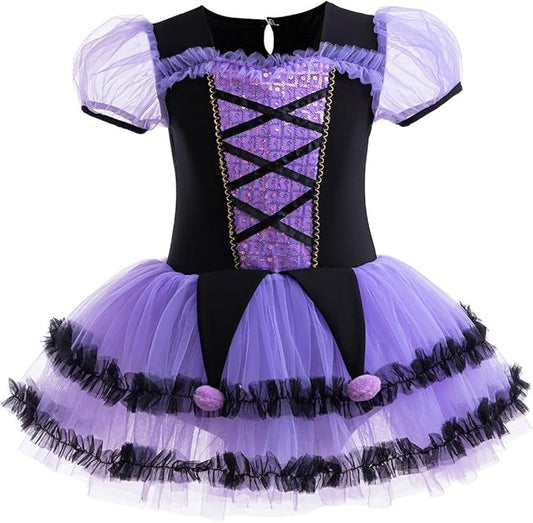 DYMCII Baby Girls Princess Ballet Dress Short Sleeve Leotards Skirted Tutu Dancewear Halloween Christmas Party Fancy Costume