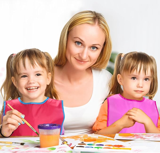 12 Pcs Art Smock for Kids Waterproof Painting Aprons Sleeveless Children with Pockets Age 3 to 8 Paint Craft Activity