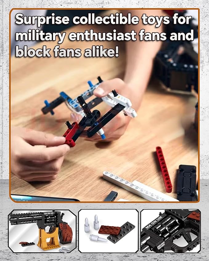 1:1 Revolver Building Blocks Sets - 300 PCS Model Collection Toy Building Bricks Set Shootable - Simulation Militarily Toy Lovers for Kids and Adults Gift