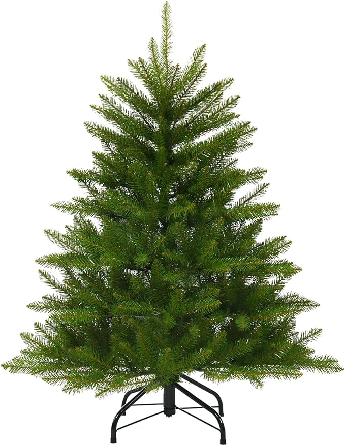 4FT Artificial Christmas Tree Unlit, Full Green PVC Pine with Dunhill Fir 559 Branch Tips, Realistic Holiday Xmas Tree with Foldable Metal Stand for Indoor Home, Office Decoration