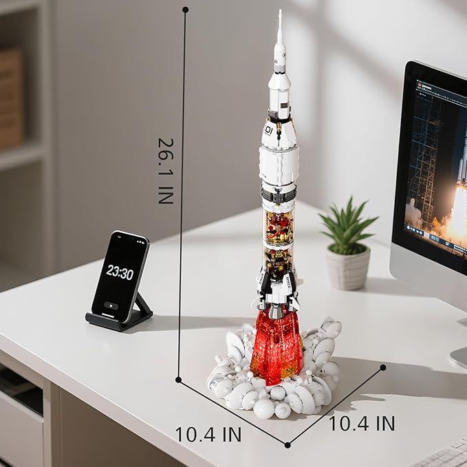 Model Rocket Building Kits for Kids 8-14, STEM Space Ship Rocket Building Toys with LED, 1201 Pcs Spaceship Space Shuttle Collectible Display Model Building Sets Best Gifts for Boys Girls Adults
