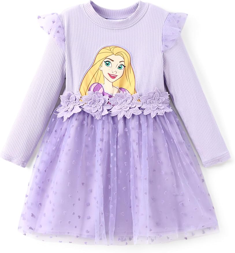 Disney Princess Frozen Minnie Mouse Dress Girls Sparkle Ruffle Tulle Tutu Birthday Party Fall Outfits Clothes Baby to Toddler