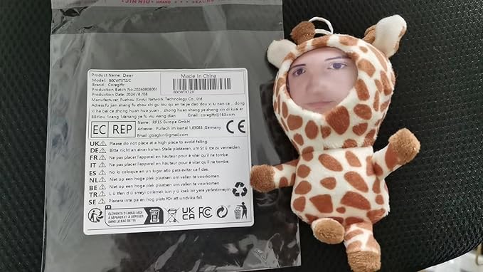 Personalized Deer Stuffed Animal Key Chain – Customizable fawn Plush Toy, Gift with Your Face Photo,5 inches