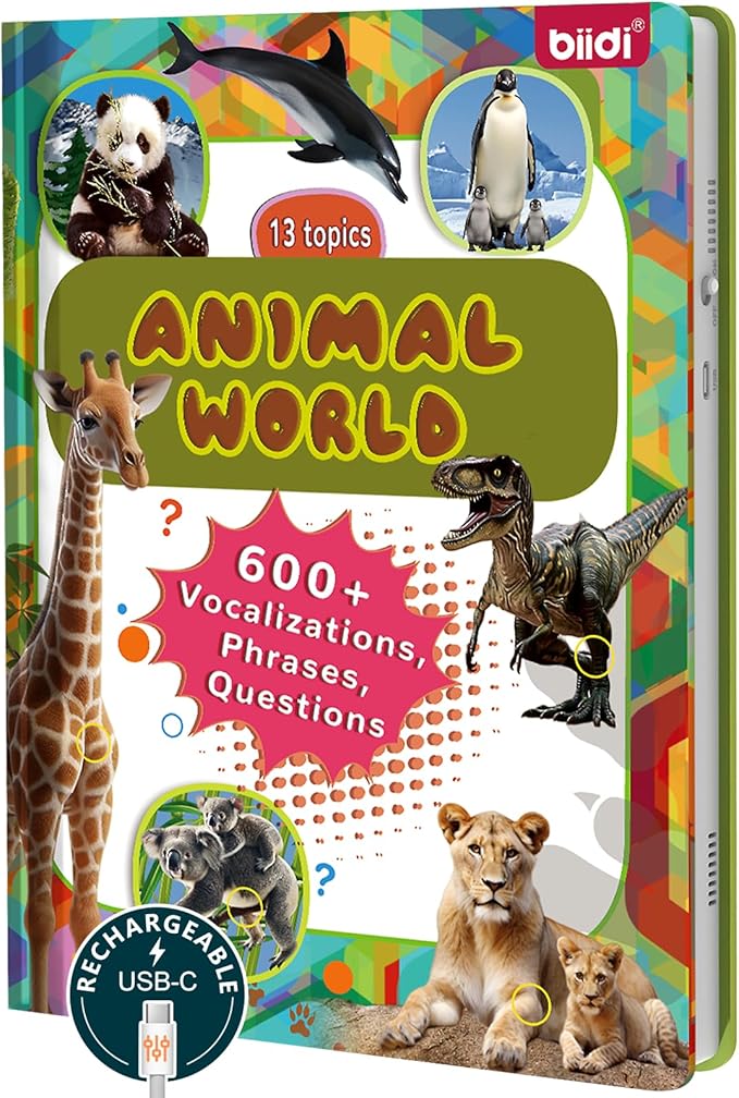 English Interactive Sound Book for Toddler3-5,Talking Activity Book,Educational Learning Toys for Boys Girls, Birthday Gifts for Kid Age 3 4 5 6 Year Old,Sensory Autism Toys,171 Animal,600+Sounds