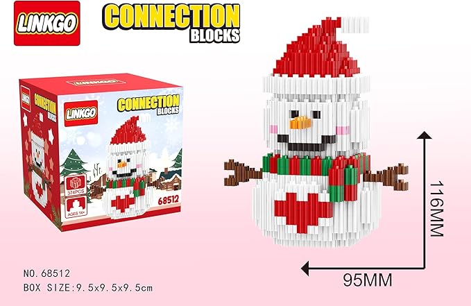 Christmas Building Blocks Compatible for Lego Christmas Snowman Micro Blocks Stacking New Toys Holiday Present Box New Year Gifts for Kids 6-14+ Years Old Boys and Girls(Snowman)