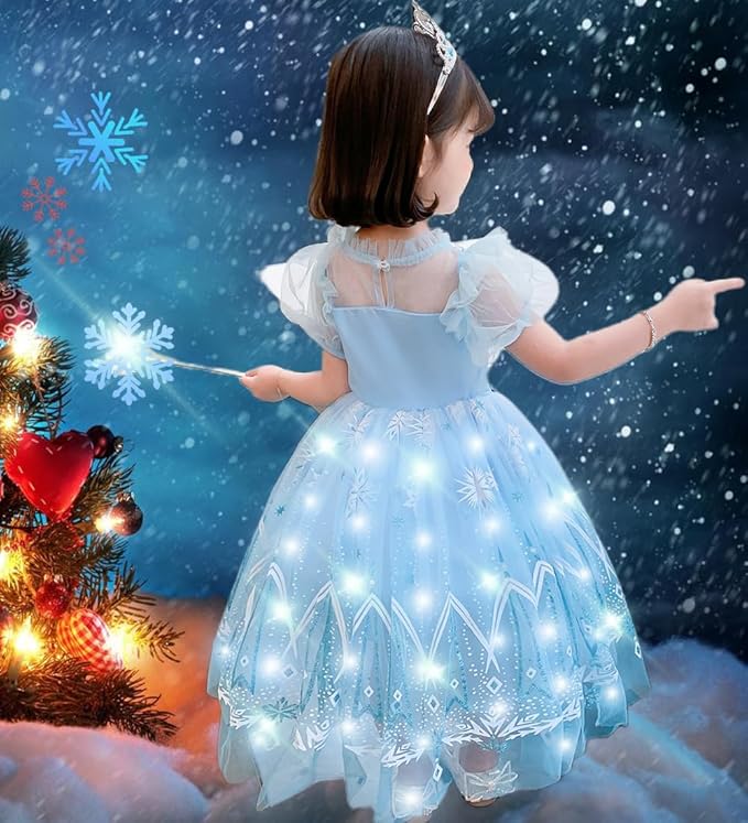 Girls LED Light Up Princess Dress Kids LED Halloween Costume Play Dress