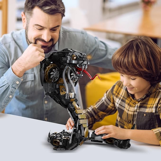 Mechanical Snake Building Block Set 1036PCS Mecha Snake Model Kit with Movable Joints Cyberpunk Animal Art Frame Decor Toy STEM Building Toy for Kids 8+ Adults Collectors Compatible with Lego