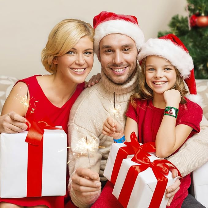 48 Pcs Christmas Slap Bracelets - 12 Styles for Party Favors, Stocking Stuffers & Decorations