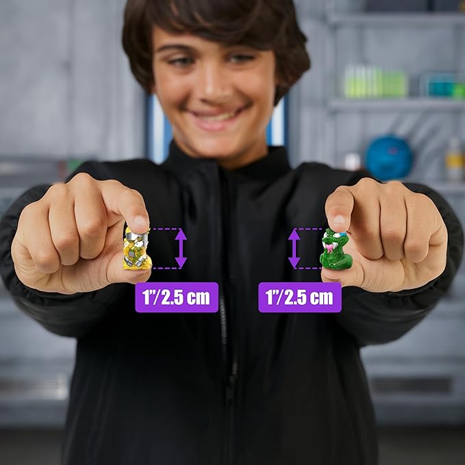 MRBEAST LAB Swarms Series 3, Hyper Fusion Series, 14 Pack Collectible Micro Beasts, 14 Collectible Stickers & 4 Fusion Caps to Build Out Your Own Septic Snow Globe