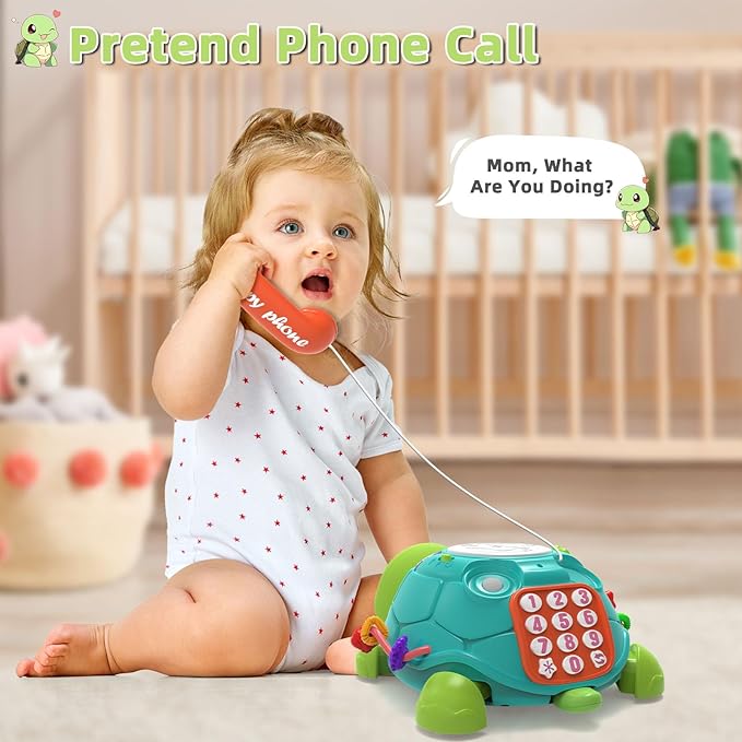 Musical Turtle Baby Toys 6-12 Months，Baby Crawling Toys for 12-18 Months,Early Learning Toy with Light&Sound，Tummy Time Toys Gifts for 3-6 4 5 7 8 9-12 18 Month Boy Girl（Green）