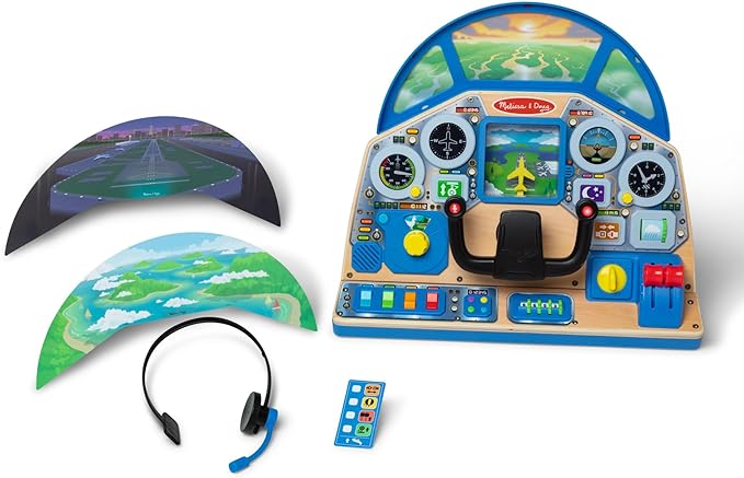 Melissa & Doug Jet Pilot Interactive Dashboard Wooden Toy for Boys and Girls Ages 3+ - FSC Certified