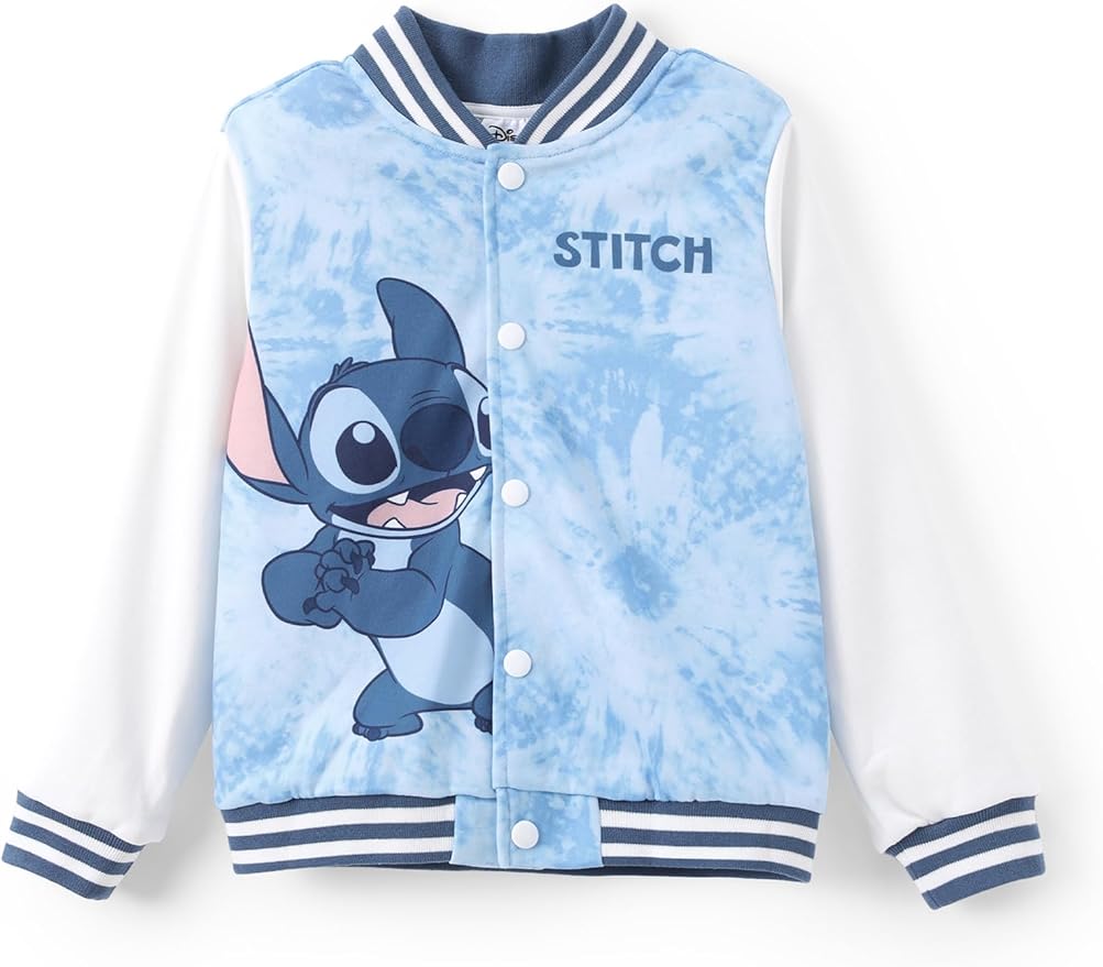 Disney Minnie Mickey Stitch Princess Frozen Elsa Marvel Jacket Lightweight Coat Button up Color Block Sweatshirt 2-14 Years