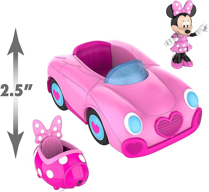 Disney Junior Mickey Mouse Funhouse Transforming Vehicle, Minnie Mouse, Pink Toy Car, Preschool, Kids Toys for Ages 3 Up by Just Play
