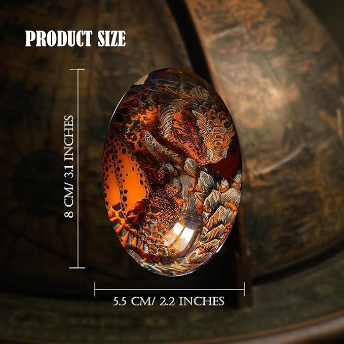 ACOCOFE Dragon Egg - Handmade Sculpture Resin Crystal Souvenir, Lava Ornaments Gift for Christmas, Birthdays, Graduation (Red)
