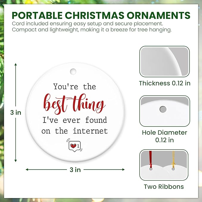 TEEZWONDER Couple Gifts for Men, Women - Christmas Ornaments 2024, Anniversary, Birthday Gifts for Him, Her, Long Distance Relationship Gift for Couples - Christmas Decorations Ceramic Ornaments