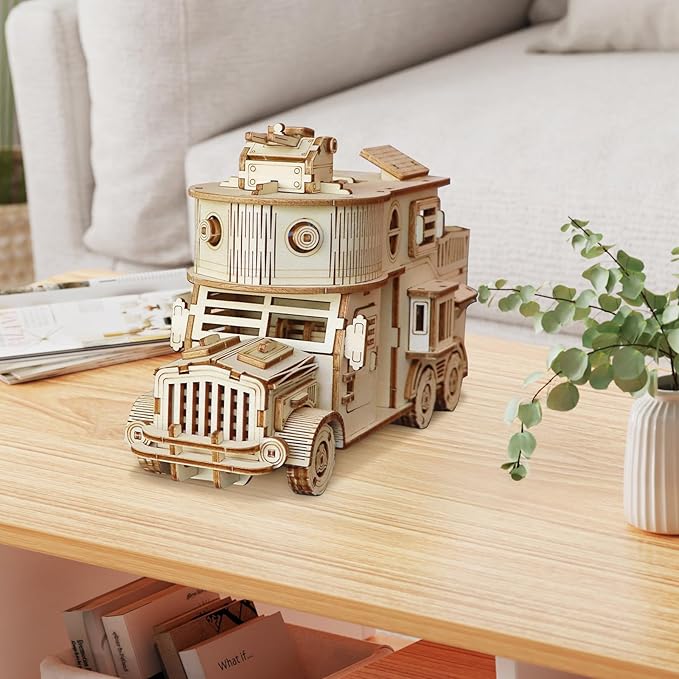 3D Wooden Puzzle for Adults, DIY Motor Home Model, Creative Assembly Model Building for Adults, DIY Assembly Puzzle, Woodcraft Kit for Christmas Day