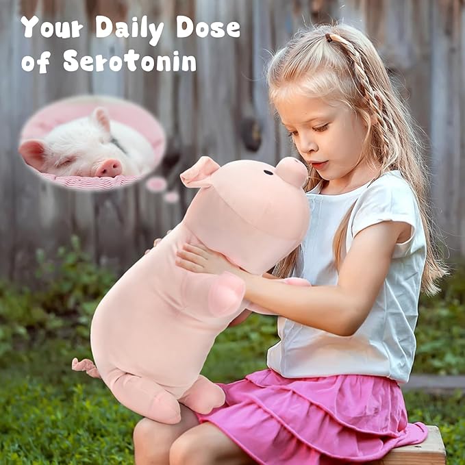 MaoGoLan Pink Pig Stuffed Animal Plush Pillow– 23.6" Giant Stuffed Pig Toy, Soft Hugging Piglet Toy for Kids & Adults, Perfect Piggy Christmas Birthday Decor Gifts