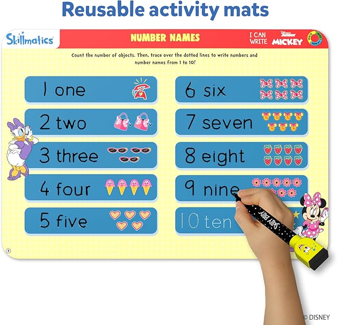 Skillmatics I Can Write Disney Junior Mickey Mouse - Reusable Preschool Learning Activities, Educational Toy and Game, Back to School Supplies, Gifts for Students, Kids, Toddlers Ages 3, 4, 5, 6