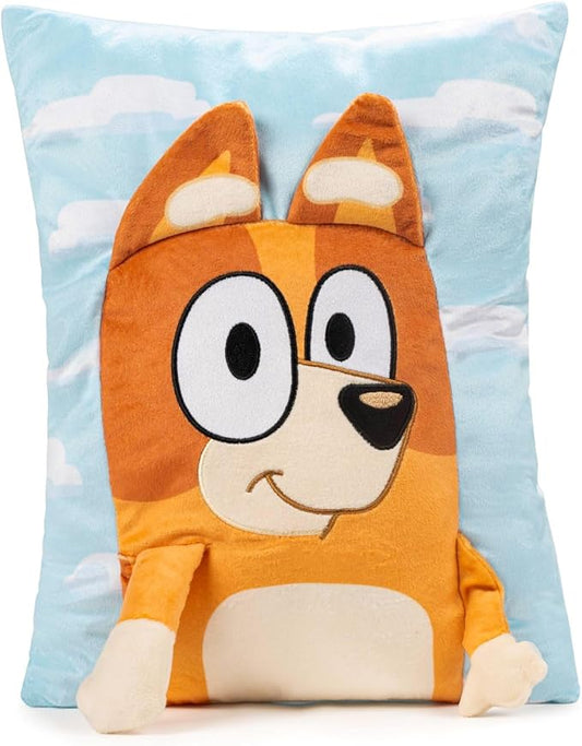 Jay Franco Bluey Bingo 3D Snuggle Pillow - Super Soft Orange Plush Pillow - Measures 15 Inches