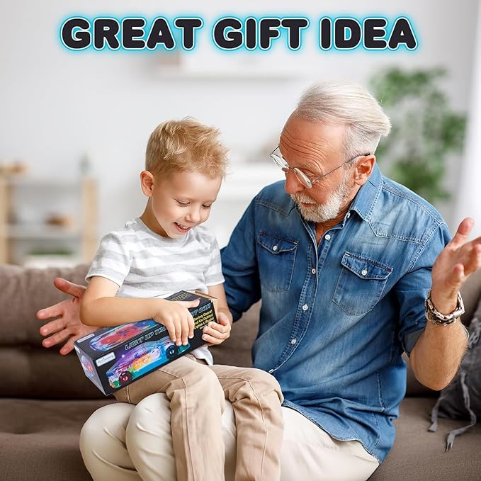 ArtCreativity Light Up Transparent Sensory Car Toy for Kids, 1PC, Bump and Go Toy Car with Colorful Moving Gears, Music, and LED Effects, Easter Toys for Toddlers, Great Birthday Gift Idea