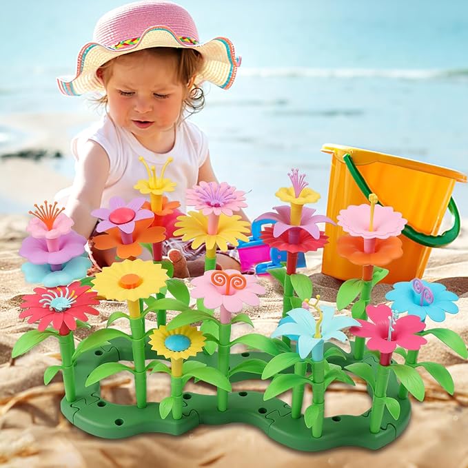 CENOVE Birthday Toys Gifts for 3 4 5 Years Old Toddler Girls Boys,Flower Garden Building Toy STEM Educational Activity Preschool Gift Toys for Kids Age 3+ with Storage Box