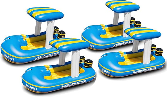 Zone Tech Inflatable Patrol Boat Pool Float and Harbor Master Boat Pool Float Ride On Fun Water Toy Squirter