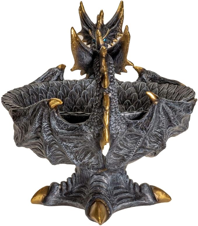 Pacific Giftware Double Dragon Resin Figurine Ceremonial Altar Bowl