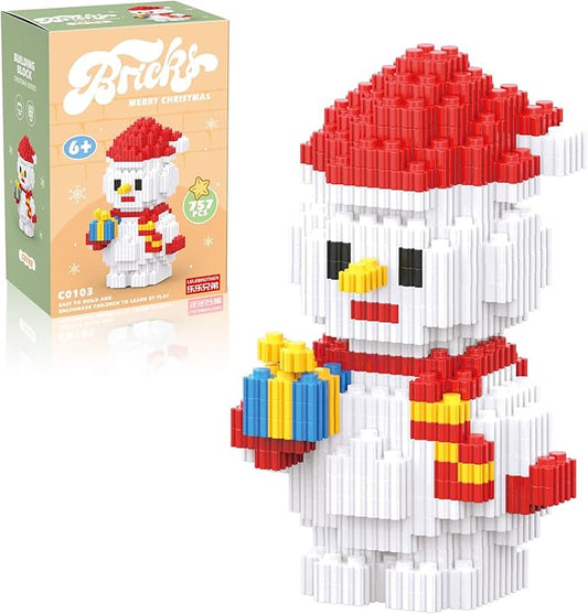 Christmas Building Blocks Snowman Compatible with Lego Christmas Micro Blocks Stacking New Toys Holiday Present Box New Year Birthday Gifts for Kids 7 8 9 10 11 12 Years Old (Snowman)