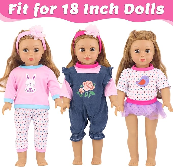 3 Sets Baby Doll Clothes for 14-18 Inch Dolls, 16 Inch Baby Doll Clothes Dresses and Accessories Outfits for New Born 15 Inch Baby Dolls(No Doll)