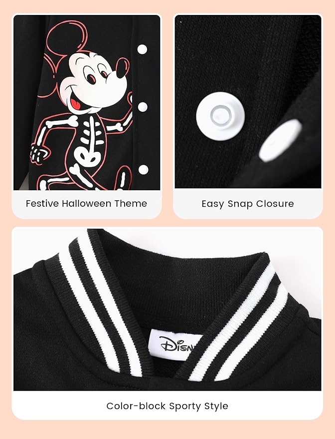 Disney Minnie Mickey Stitch Princess Frozen Elsa Marvel Jacket Lightweight Coat Button up Color Block Sweatshirt 2-14 Years