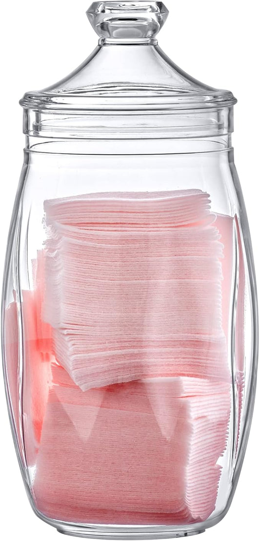 Amazing Abby - Cassandra - Acrylic Apothecary Jar (60 oz), Bathroom Canister, Decorative Jar, Vanity Organizer, Kitchen Storage, Candy Buffet, Wedding Display, BPA-Free and Shatter-Proof