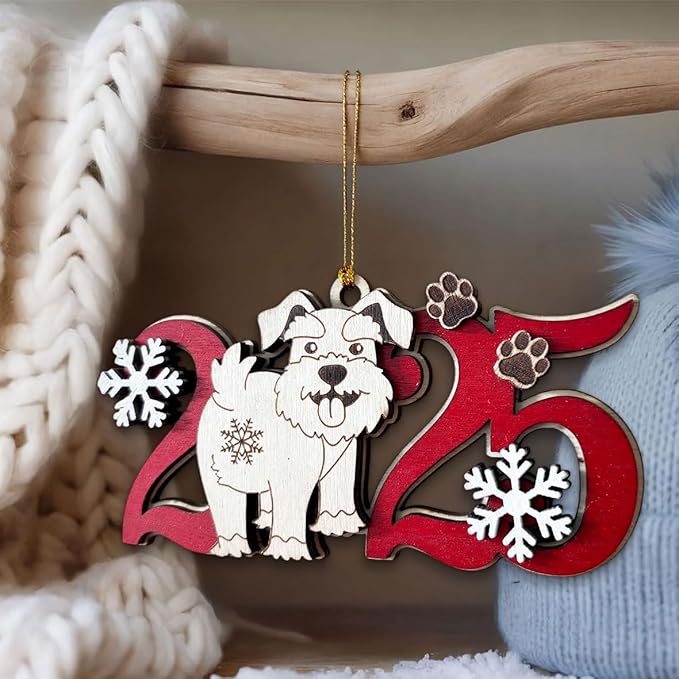 2025 Schnauzer Christmas Ornament – Wooden Dog Ornament for Tree, Cute Puppy Holiday Decoration, Personalized Pet Lover Gift for Women, Men, Kids, Dog Mom & Dad