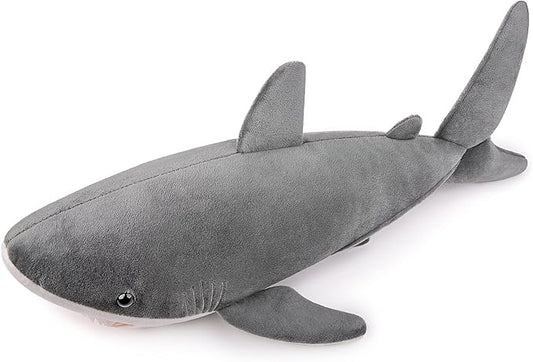 Tiny Heart Simulation Great White Shark Plush Toys, 35inch grey Soft Great White Shark Stuffed Animal Dolls pillow Cute Kids Birthday Gift Decorations Plush Toys