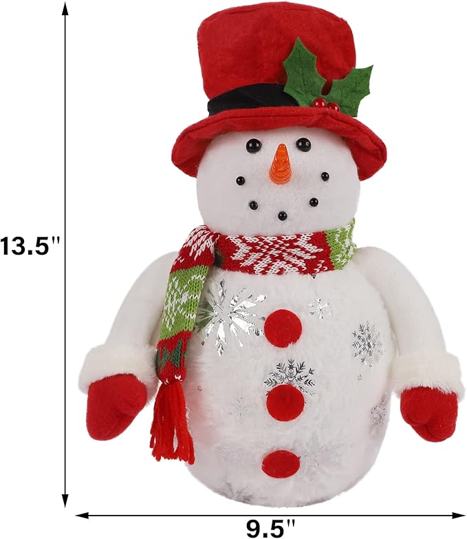 13.5 Inch Lighted Christmas Table Decorations, LED Lighting Snowman Tabletop Figurine, Winter Xmas Decor for Home Indoor Kitchen Room Holiday Party