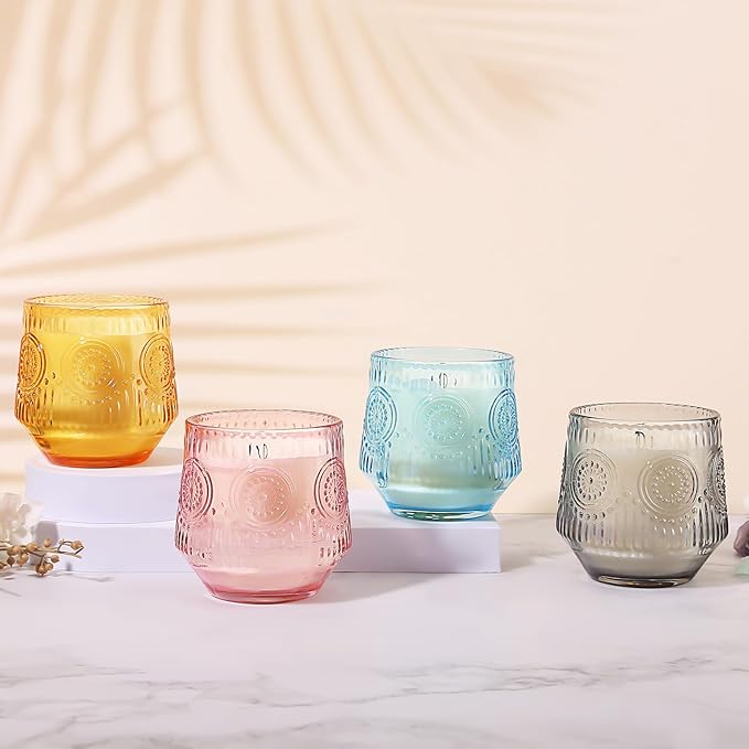 4 Pack Luxury Scented Candles Gift Set - 7oz Soy Wax Candles in Glass Jars, Gifts for Women - Vanilla Coconut, Eucalyptus Sage, Rose Oud, Sandalwood Patchouli