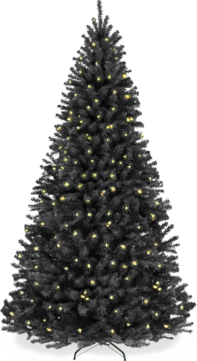 Best Choice Products Artificial Christmas Tree, 6ft Premium Pre-Lit Realistic Spruce Holiday Décor w/Dense Branches, Metal Base - Black Spruce