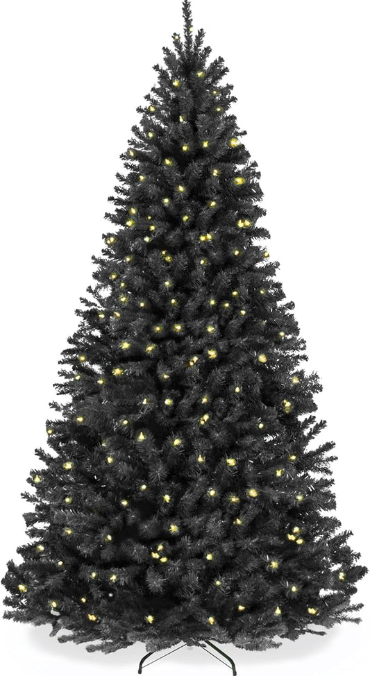 Best Choice Products Artificial Christmas Tree, 6ft Premium Pre-Lit Realistic Spruce Holiday Décor w/Dense Branches, Metal Base - Black Spruce