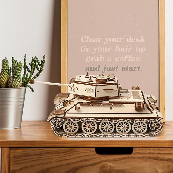 3D Wooden Puzzle for Adults, DIY Tank Model, Creative Assembly Model Building for Adults, DIY Assembly Puzzle, Woodcraft Kit for Christmas Day